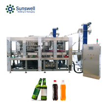 High Speed 4 in 1 Washing Filling Screw and ROPP Cap Sealing Monoblock for Carbonated Drinks Glass and PET Bottle